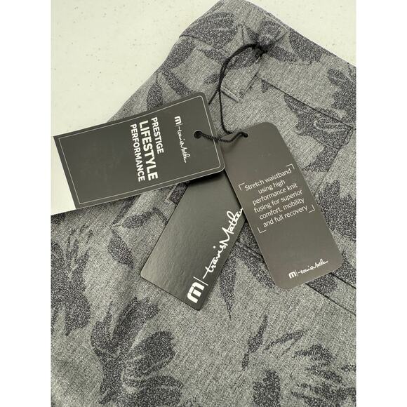 NWT Travis Mathew Inlet Heather Gray Floral Pinstripe Stretch Performance Shorts - Picture 5 of 11